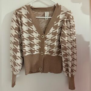 Joie Houndstooth Cardigan Balloon Sleeve Sweater Women’s size X-Small